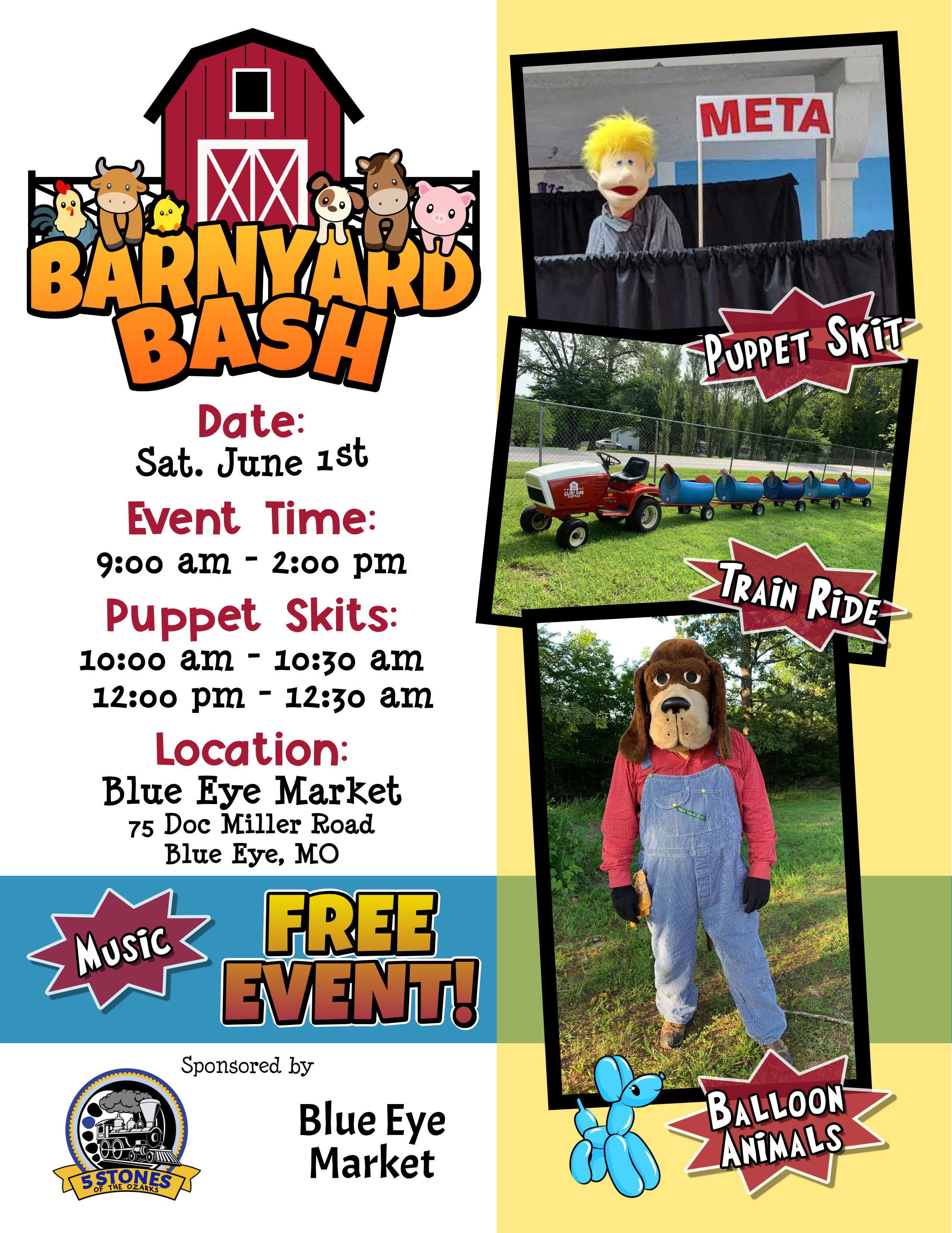It’s KID’S DAY at the BLUE EYE SATURDAY MARKET on June 1st!